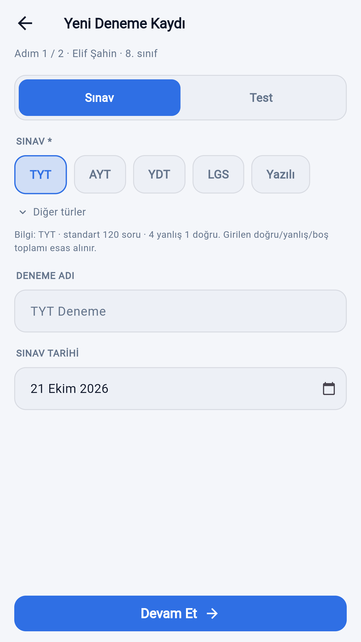 Yeni deneme kaydı